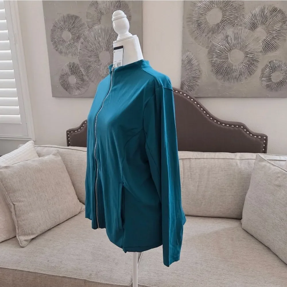 Nike Yoga Luxe Dri Fit Full Zip Women’s Teal Jacket Size 1X